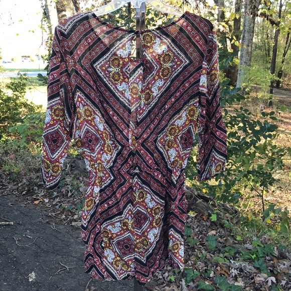 O’Neill Open Back 3/4 Sleeves Romper Floral Diamond Design Shorts Side Pockets S - Picture 2 of 11